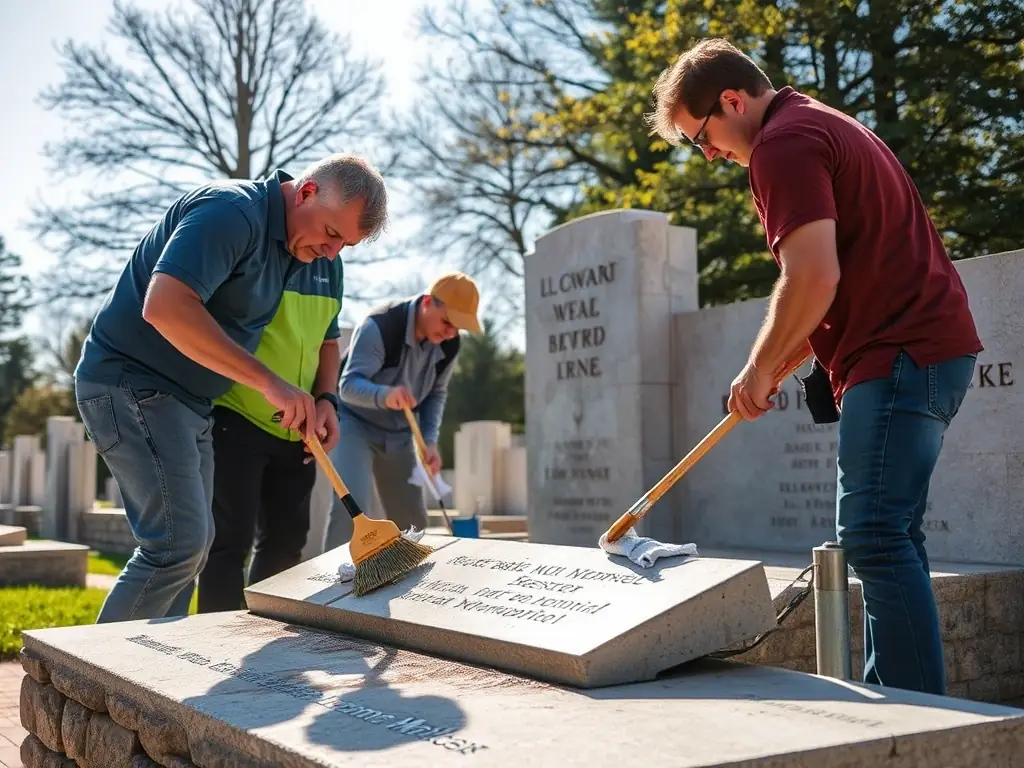 A diverse group of volunteers participating in a cultural heritage preservation project, highlighting intercultural connection and community engagement.
